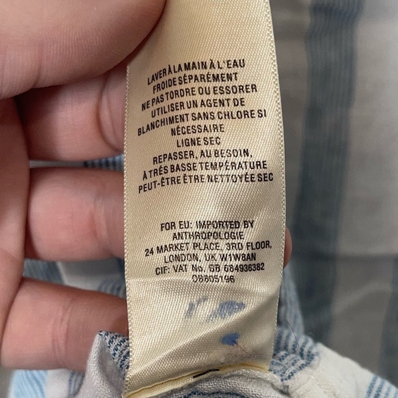 MAEVE Anthropologie Blue White Linen Lace Sleeveless Edinboro Top Small - Picture 6 of 8